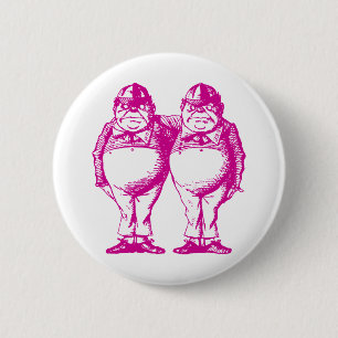 Tweedle Dee und Tweedle Dum mit Tinte geschwärzte Button