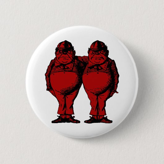 Tweedle Dee und Tweedle Dum mit Tinte geschwärzte Button (Vorderseite)
