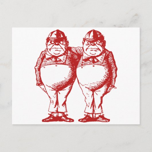 Tweedle Dee und Tweedle Dum Rot Postkarte (Vorderseite)