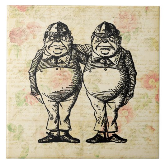 Tweedledee und Tweedledum-Alice im Wunderland Fliese (Vorderseite)