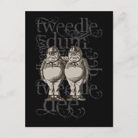 Tweedledum & Tweedledee Grunge (Single Abbildung) Postkarte (Vorderseite)