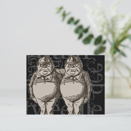 Tweedledum & Tweedledee Grunge (Single Abbildung) Postkarte (Stehend Vorderseite)