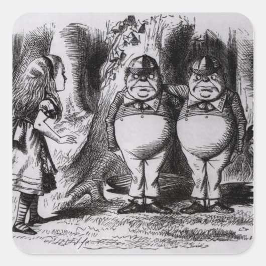 Tweedledum und Tweedledee Quadratischer Aufkleber (Vorderseite)