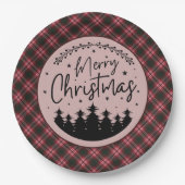 Tweedside Modern Scottish Tartan Christmas Pappteller (Vorderseite)