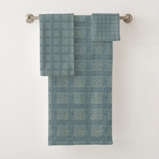 Tweedy Wool Aqua und grünes Muster Badhandtuch Set (Insitu)