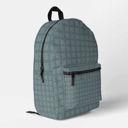Tweedy Wool Aqua und grünes Muster Bedruckter Rucksack (Rückseitige Ecke links)