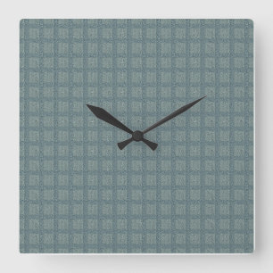 Tweedy Wool Aqua und grünes Muster Quadratische Wanduhr
