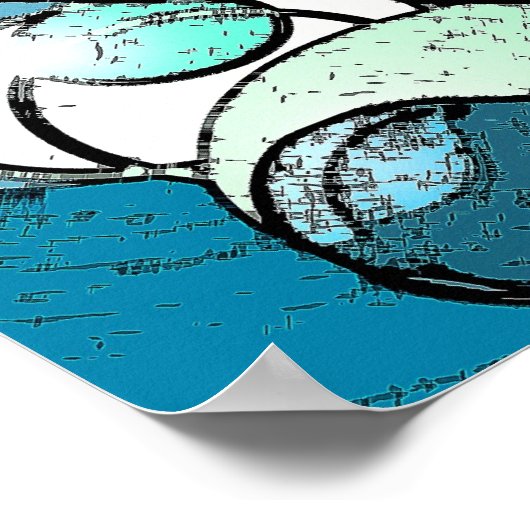 Tween Circles - Blue / Green Abstrakt Poster (Ecke)