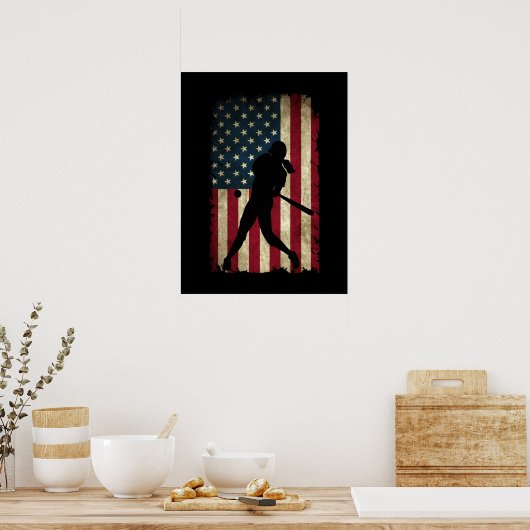 Tween Girls Softball Stuff USA Flag Poster (Küche)