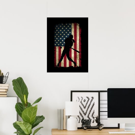 Tween Girls Softball Stuff USA Flag Poster (Heimbüro)