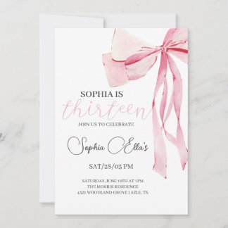 Tween Pink Bow 13. Geburtstag | Coquette 13. Gebur Einladung