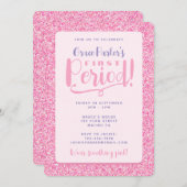 Tween Pink Glitzer Niedlich Girly First Period Par Einladung (Vorne/Hinten)