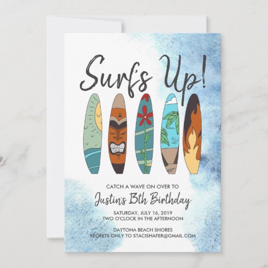 Tween Surfing Party Einladung (Vorderseite)