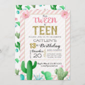 Tween to Teen Cactus Boho Birthday Einladung (Vorne/Hinten)