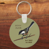 Tweet & Drive: Vogel: Farbstift-Kunst Schlüsselanhänger (Vorderseite)