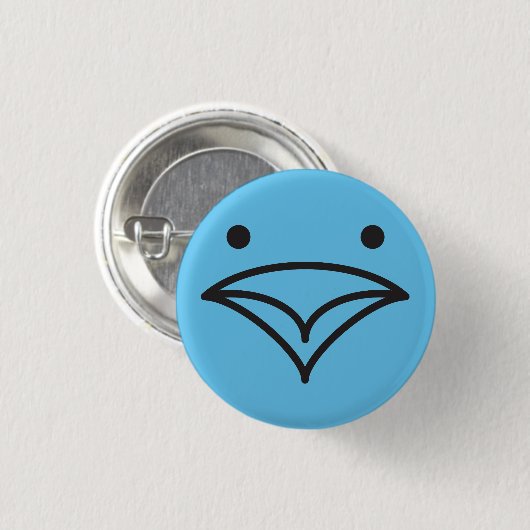Tweet Funny Little Blue Bird of Happiness Face Button (Vorne & Hinten)