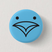 Tweet Funny Little Blue Bird of Happiness Face Button (Vorderseite)