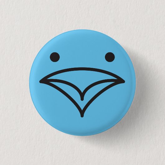 Tweet Funny Little Blue Bird of Happiness Face Button (Vorderseite)