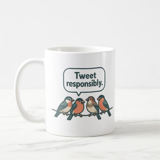 Tweet Responsibly Funny Bird Art Kaffeetasse (Links)
