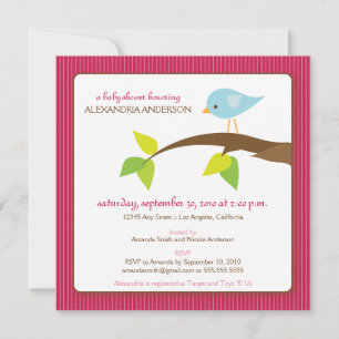 Tweet Tweet Custom Baby Shower Invitation (Rose) Einladung