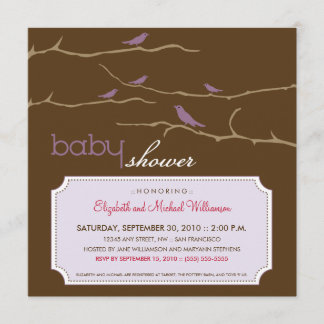 Tweet!Tweet! Einladung zur Kinderdusche (Lavendel)
