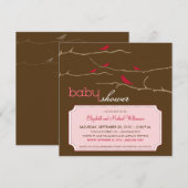 Tweet! Tweet! Einladung zur Kinderdusche (pink) (Vorne/Hinten)