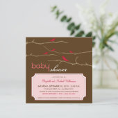 Tweet! Tweet! Einladung zur Kinderdusche (pink) (Stehend Vorderseite)