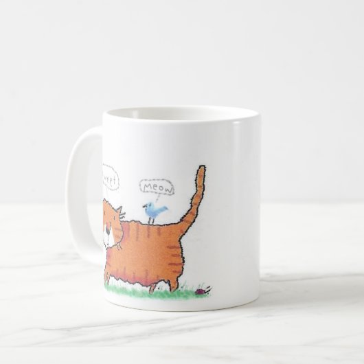 "TWEET und MEOW" Kaffeetasse (Vorderseite Links)