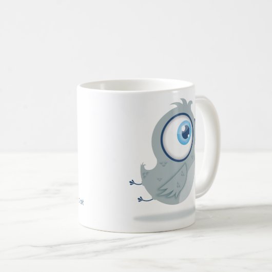 Tweetender Vogel Kaffeetasse (VorderseiteRechts)
