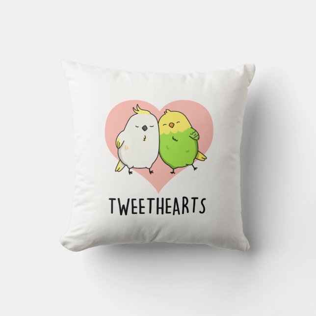 Tweethearts Funny Love Birds Pun Kissen (Vorderseite)