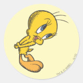 TWEETY™ Bashful Runder Aufkleber (Vorderseite)