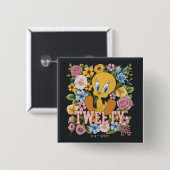 TWEETY™ Blumenstickerei Grafik Button (Vorne & Hinten)