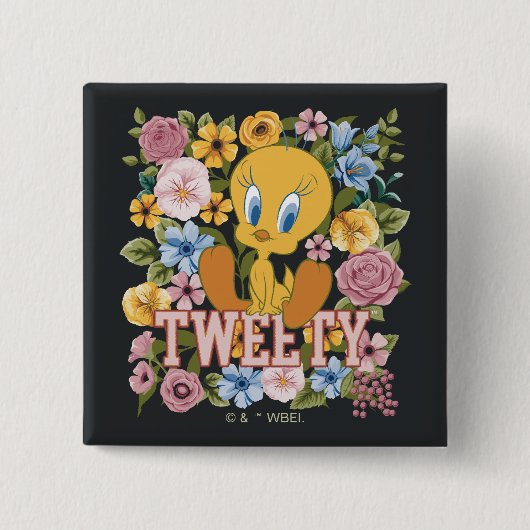 TWEETY™ Blumenstickerei Grafik Button (Vorderseite)
