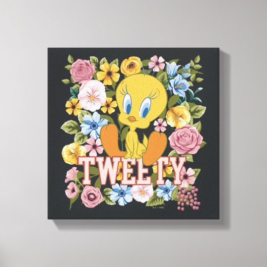 TWEETY™ Blumenstickerei Grafik Leinwanddruck (Vorderseite)