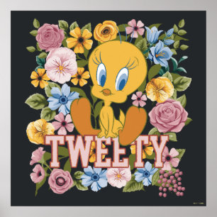 TWEETY™ Blumenstickerei Grafik Poster