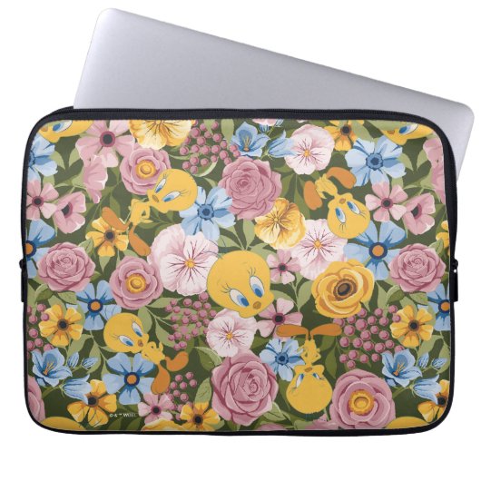 TWEETY™ Blumenstickereimuster Laptopschutzhülle (Vorderseite)