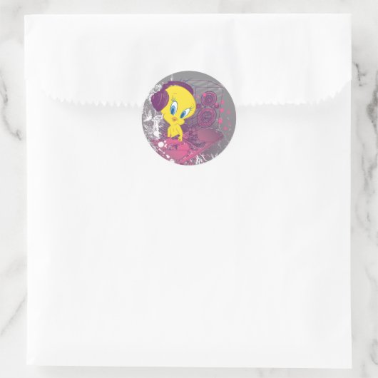 TWEETY™ Djing Runder Aufkleber (Tasche)