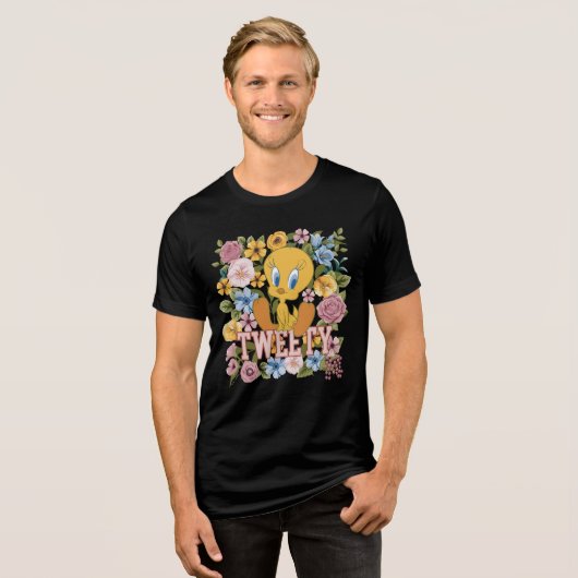 TWEETY™ Floral Embroidery Graphic Tri-Blend Shirt (Vorderseite voll)