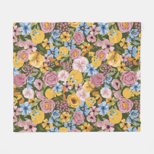 TWEETY™ Floral Embroidery Pattern Fleecedecke (Vorderseite (Horizontal))