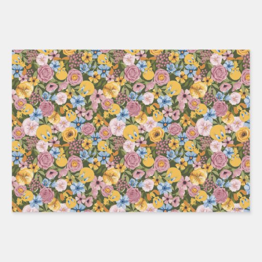 TWEETY™ Floral Embroidery Pattern Geschenkpapier Set (Vorderseite 2)