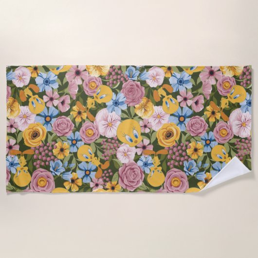 TWEETY™ Floral Embroidery Pattern Strandtuch (Vorderseite)