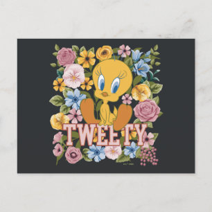 TWEETY™ Florale Stickerei Grafik Postkarte