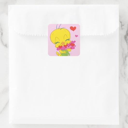 TWEETY™ Hearts Quadratischer Aufkleber (Tasche)