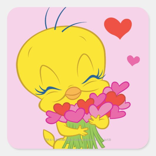 TWEETY™ Hearts Quadratischer Aufkleber (Vorderseite)