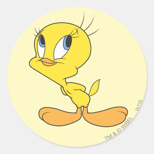 TWEETY™ Hmm Runder Aufkleber (Vorderseite)