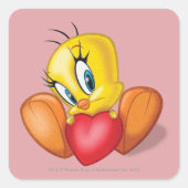 TWEETY™ Holding Heart Quadratischer Aufkleber (Vorderseite)