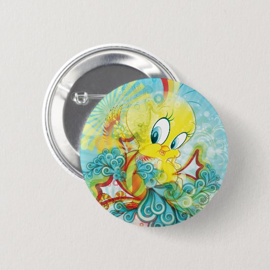 TWEETY™ in Blue Wave Button (Vorne & Hinten)
