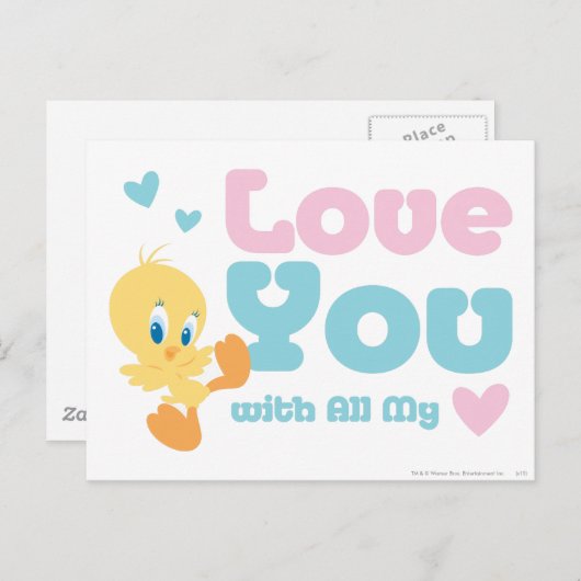 Tweety "Liebe You with All my Heart" Postkarte (Vorne/Hinten)