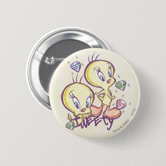 TWEETY™ mit Edelsteinen Button (Vorne & Hinten)