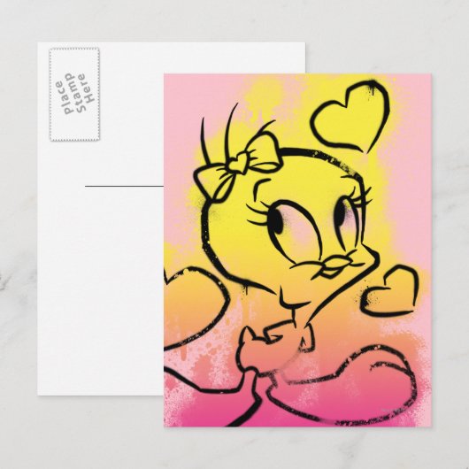 TWEETY™ mit Herz Postkarte (Vorne/Hinten)